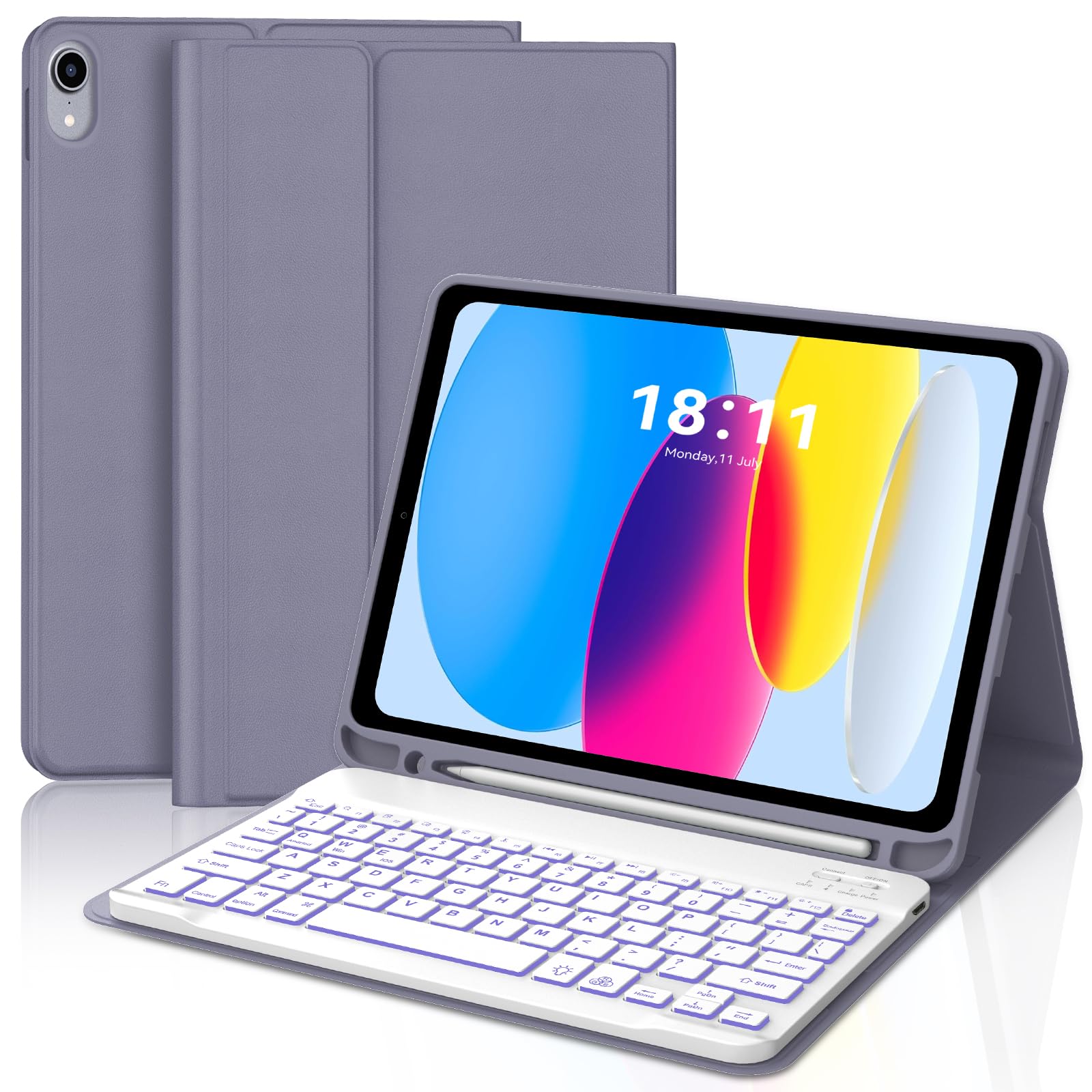 Amazon.co.jp: iPad A16 11世代 10世代 ケース キーボード 7色バック