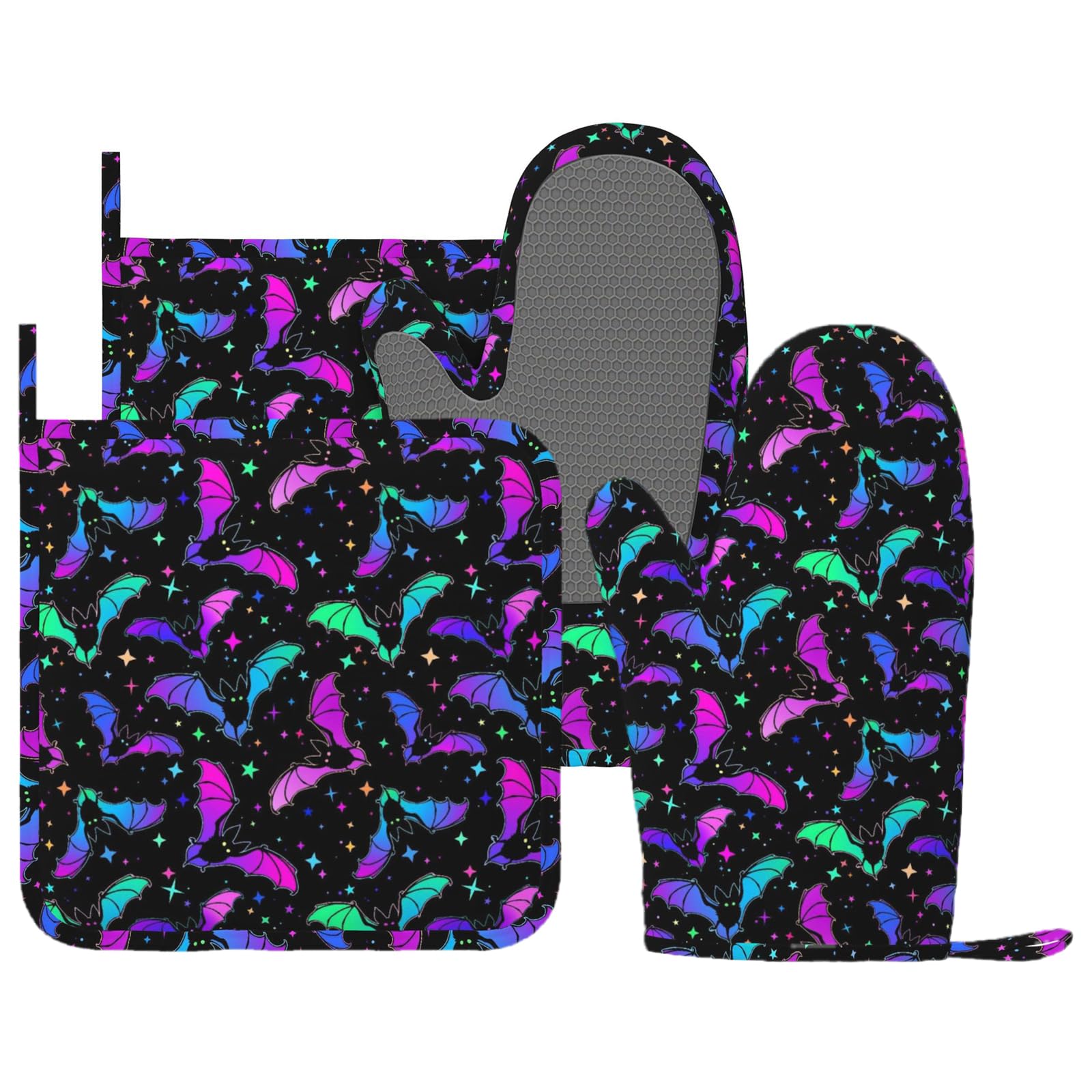 Cool Bats Stars - Guanti da forno e presine, 4 pezzi