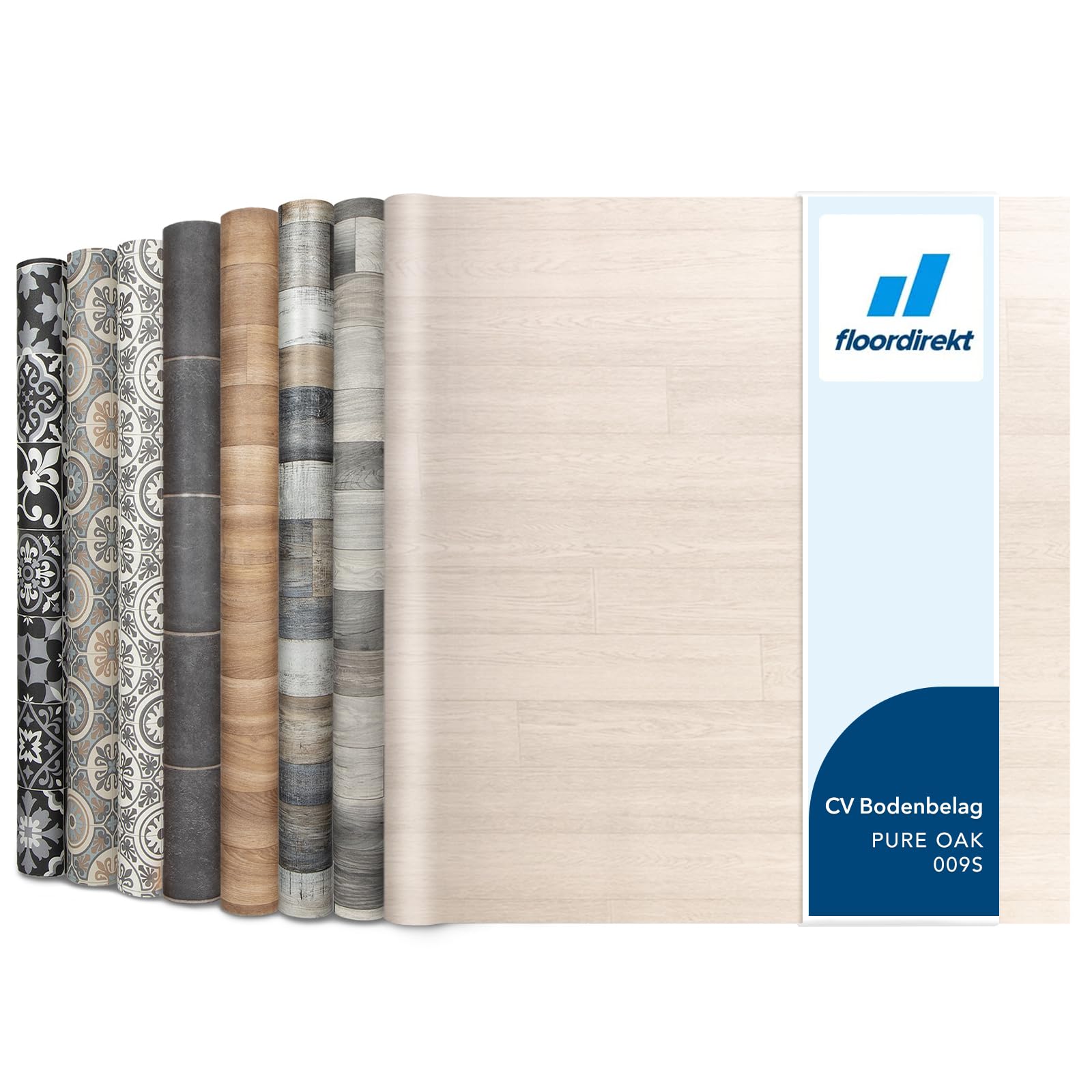 Floordirekt Atlantic Pure Oak 009S PVC Flooring, Vinyl Flooring, CV, Linoleum Floor Covering for Kitchen and Balcony in Wood/Tile/Stone Look, Robust and Easy to Clean, 200 x 200 cm
