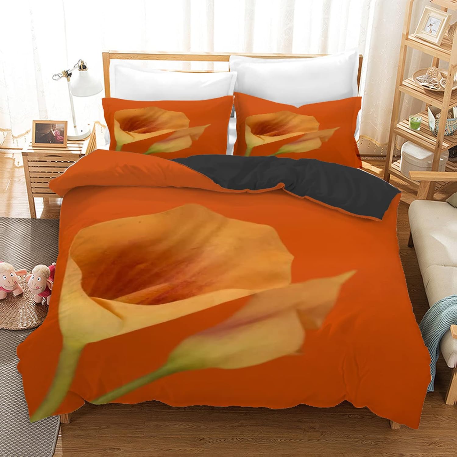 Orange Flower Comfortable Quilt Cover 