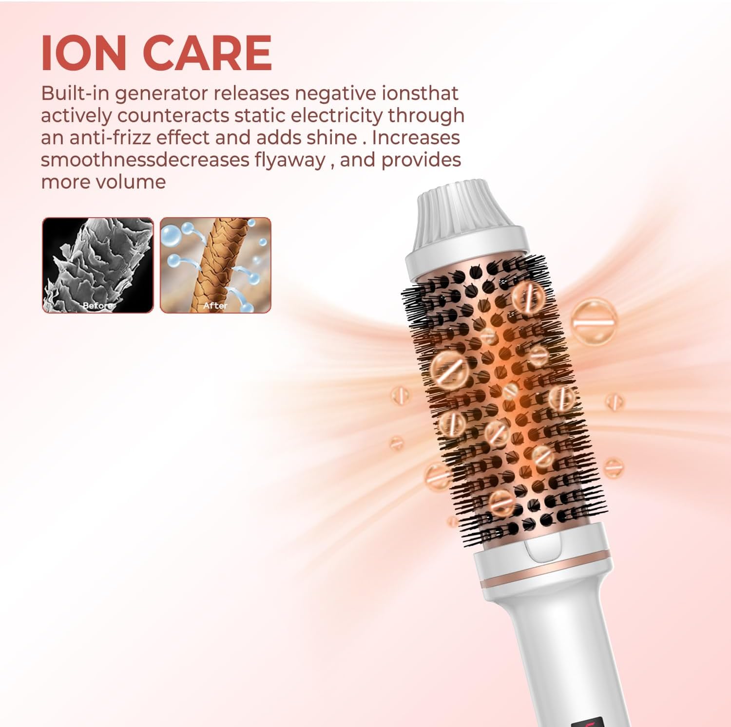 1 1/2 Inch Thermal Brush, Curling Heated Brush Round Fast Heating for Women, Double Voltage for Travel for Hair Straightening Curling Volumize, Ceramic Tourmaline Technology - Image 8