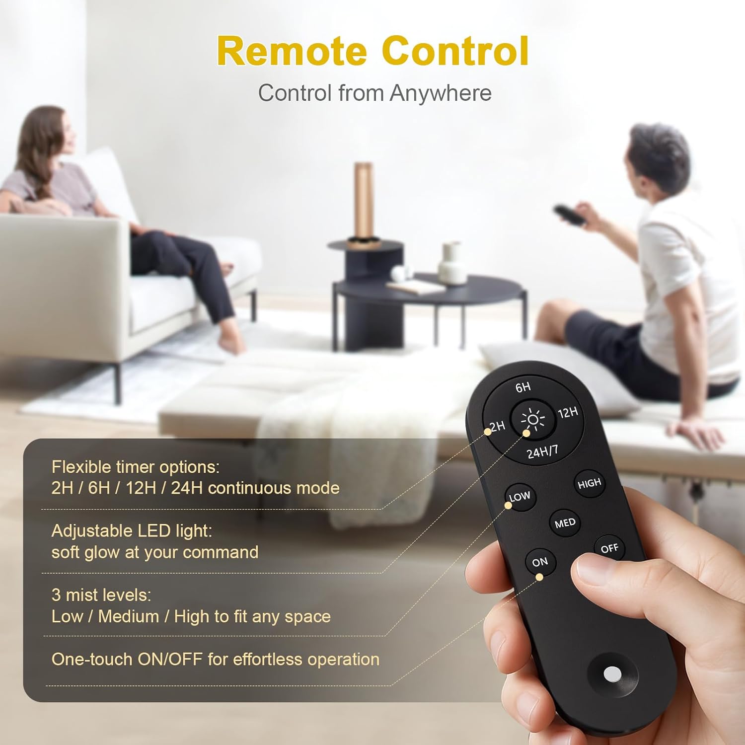 Waterless Diffuser,1500 Sq Ft,Ring Ambient Light,Aluminum,Remote Control&Touch Buttons,Adjustable Fragrance Intensity&Timer,Hotel Collection Scent Machine - Gold