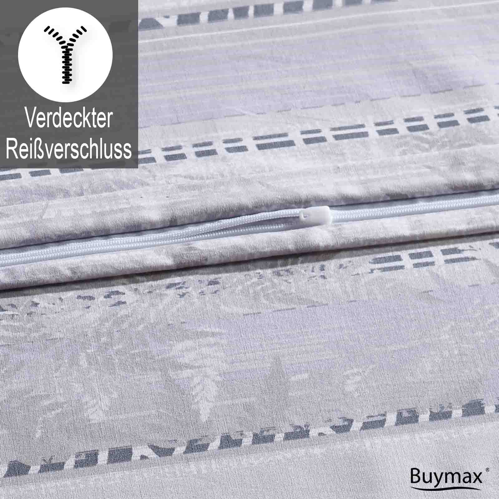 Buymax Bettwäsche 135x200 cm 4-teilig – Bettwäsche Set Renforcé 100% Baumwolle, 2 x Bettbezug 135x200 cm und 2 x Kissenbezüge 80x80 cm, Oeko-TEX, Reißverschluss, weich und atmungsaktiv