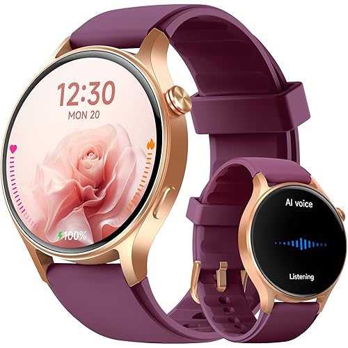 aeac Smart Watch for Women, AMOLED Ultra-Clear Screen Activity Trackers with Heart Rate/Sleep/SpO2 Monitor, Smartwatch for iPhone/Samsung/Android, 110+ Sport Modes (Deep Purple, S/M/L, Deep Purple)