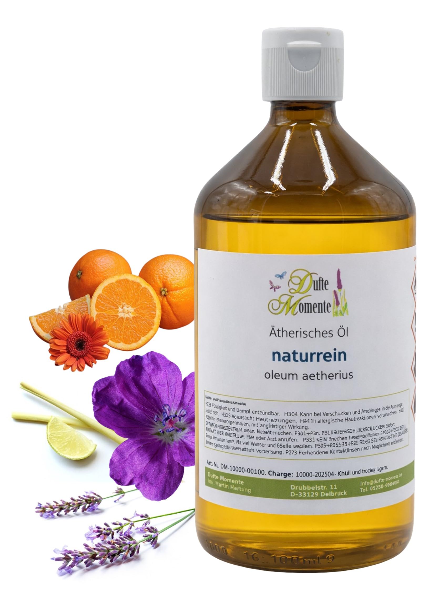 Ätherische Ölmischung Französische Camargue 500 ml – Geranium, Lavendel, Lemongras & Orange – naturrein – für Saunaaufguss, Diffusor & Duftlampe