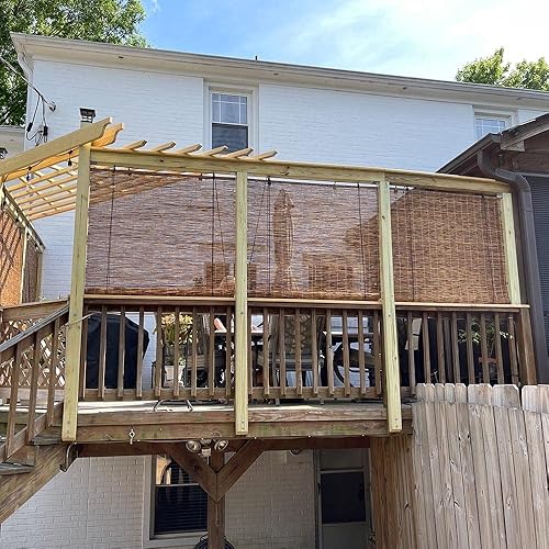 Miniatura 6 de Persianas enrollables de bambú retro, persianas de bambú natural para patio, persianas de bambú sin cordones o con levantador, persianas romanas
