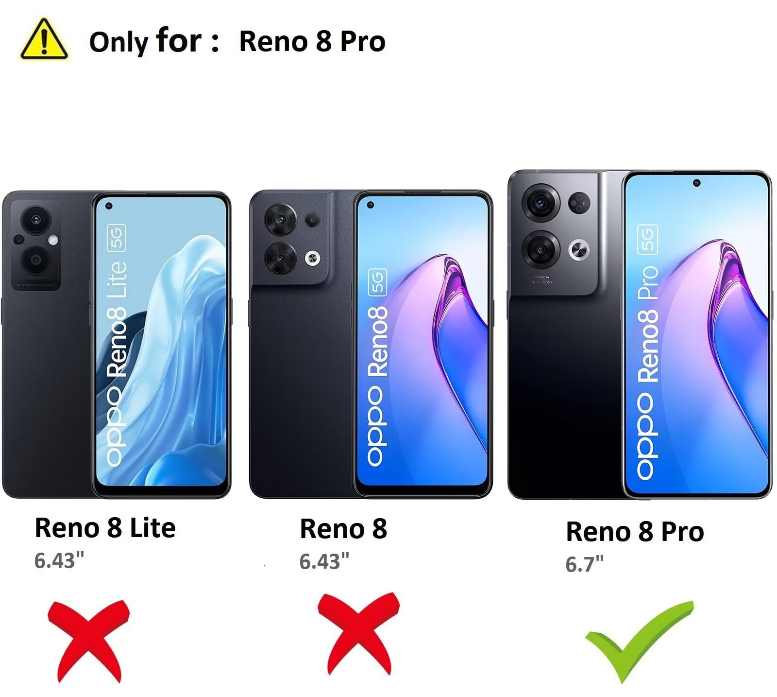 Asuwish Cover per OPPO Reno 8 Pro 5G con Pellicola Vetro Temperato Vetrino Portafoglio Libro Pelle Porta Carte Supporto Protettiva TPU Silicone Reno8 8Pro Plus Custodia Case Maschio Ragazza Nero