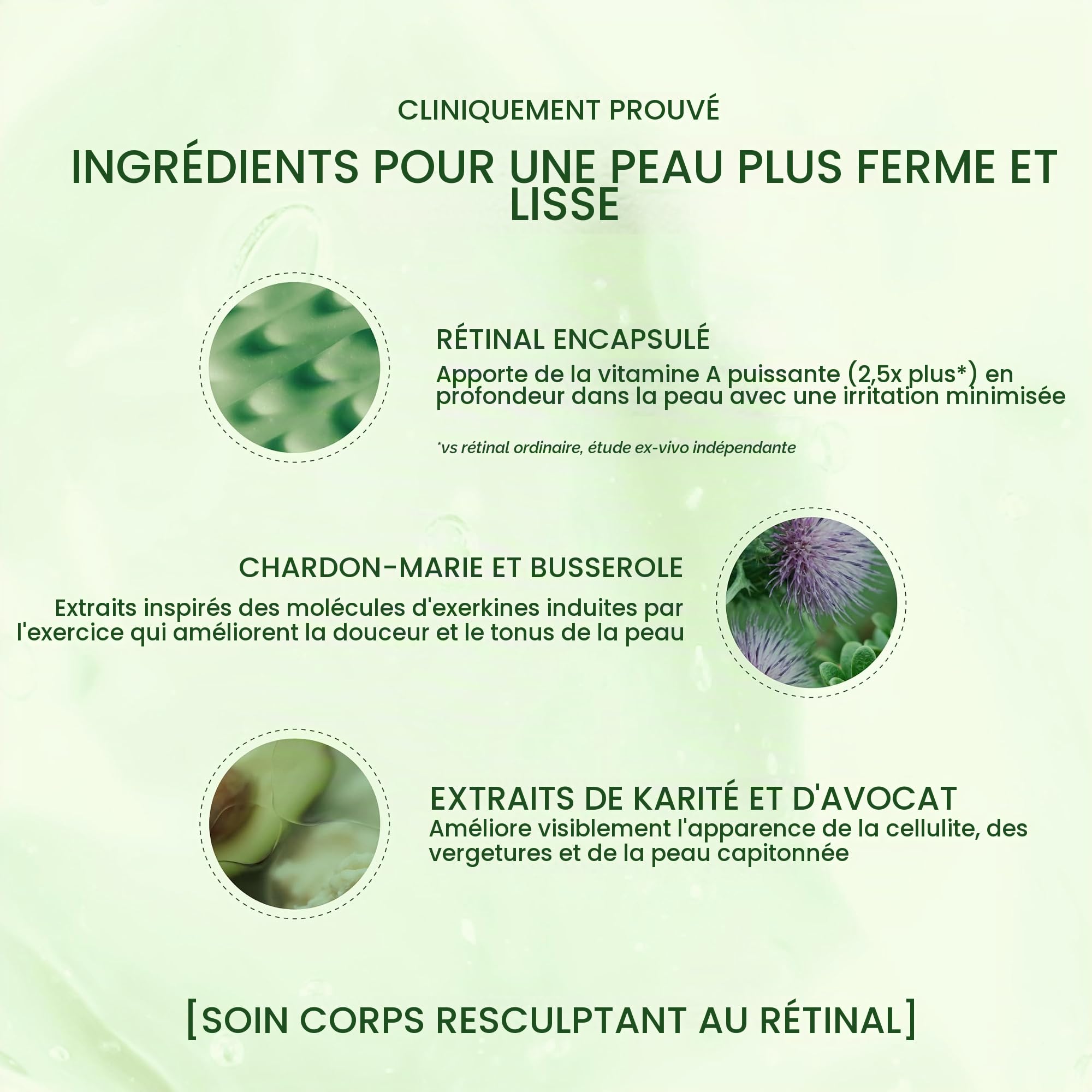 Retinal ReSculpt Traitement corporel – Crème pour le corps rétinienne pour cibler la cellulite et les vergetures – Soulève, raffermit et resserre la peau affaissée, crépule, 150 ml