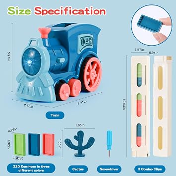 220Pcs Domino Train Toy for Kids 4-8, Automatic Montessori Dominos STEM Set | Automatically Lays Dominoes, Chain-Reaction Games, Domino Machine Building Blocks Set, Birthday Gifts for Autistic Boys 3-8