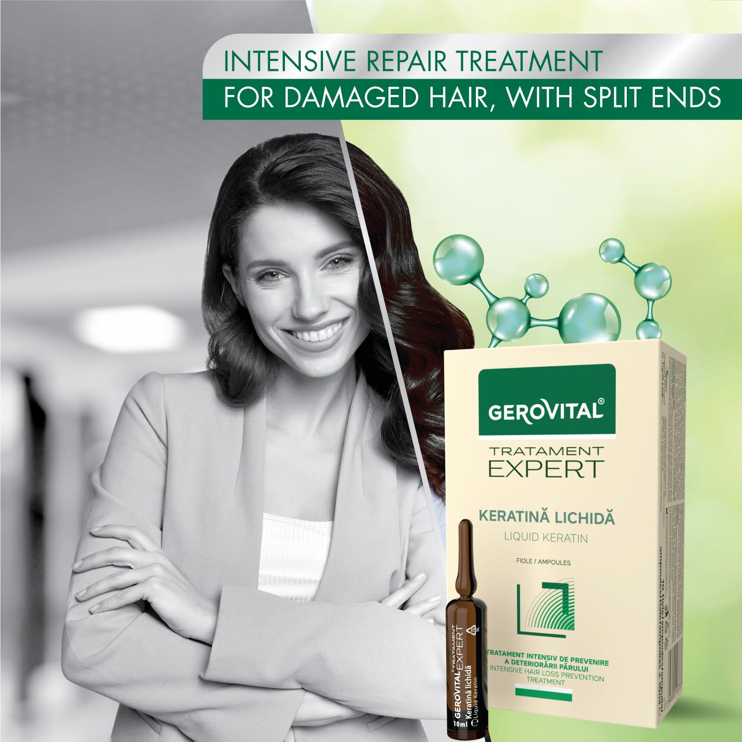 Vials with Liquid Keratin, Intensive Repair Treatment for Damaged Dry or Thin Hair, Anti-Fall & Anti-Dandruff - Image 2