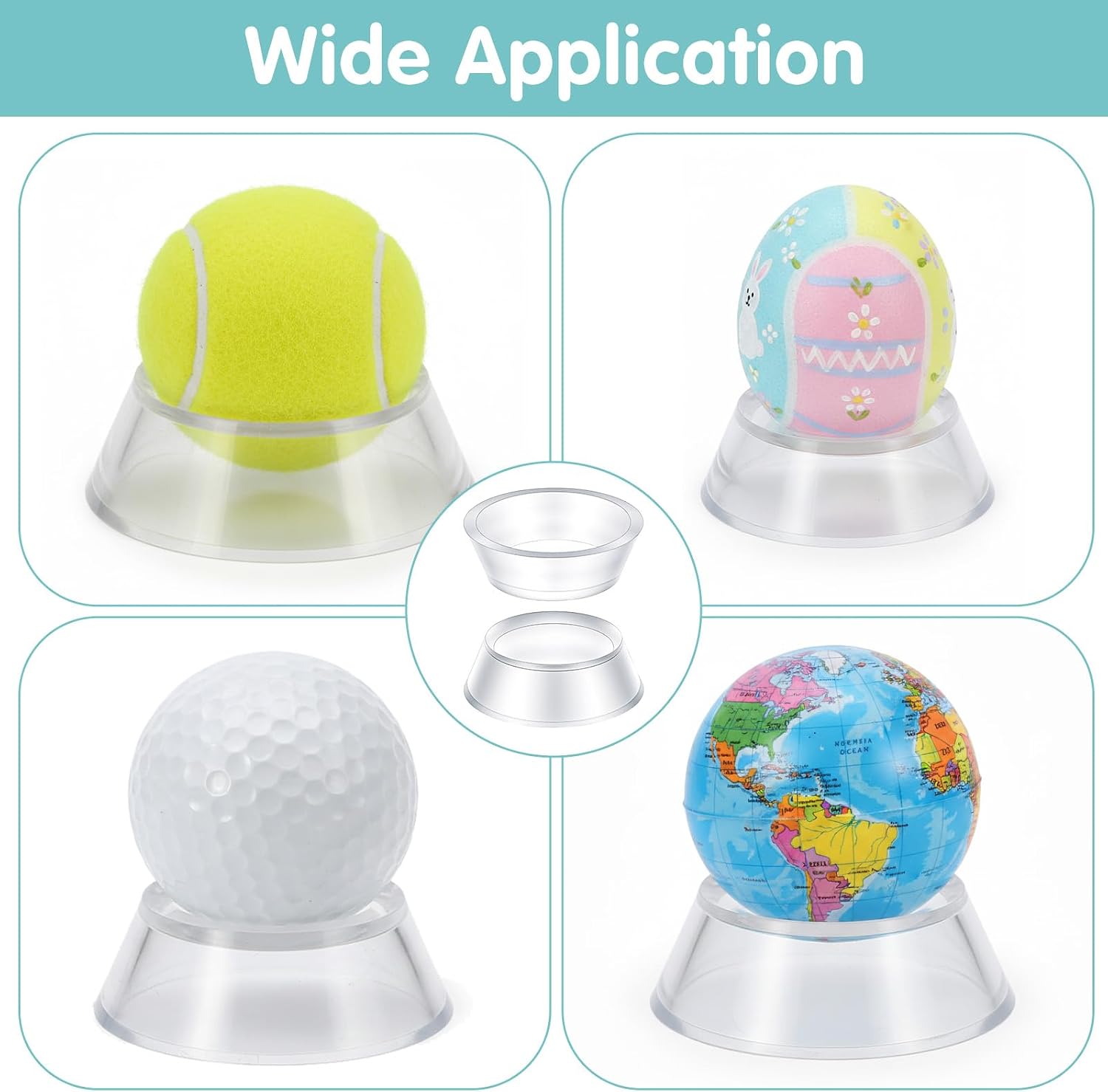 16Pcs Clear Round Baseball Holder, Acrylic Sphere Stand, Baseball Stand Holder for Crystal, Rock, Marble