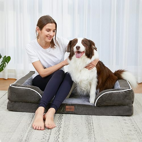 Miniatura 6 de Camas ortopédicas impermeables de espuma para perros extra grandes, cama para perros XL con refuerzo, cama lavable para perros, sofá cama para