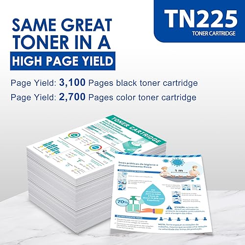 Miniatura 3 de TN221 - Cartuchos de tóner TN221, paquete de 4 cartuchos TN225, repuesto para Brother tn221 tn221bk tn225, compatible con cartuchos de tóner Brother