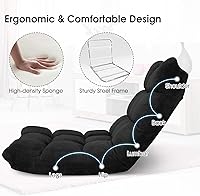 Vista 5 de Giantex Silla de piso plegable con soporte de espalda, 14 posiciones ajustables, cama plegable acolchada, sofá reclinable, silla de piso