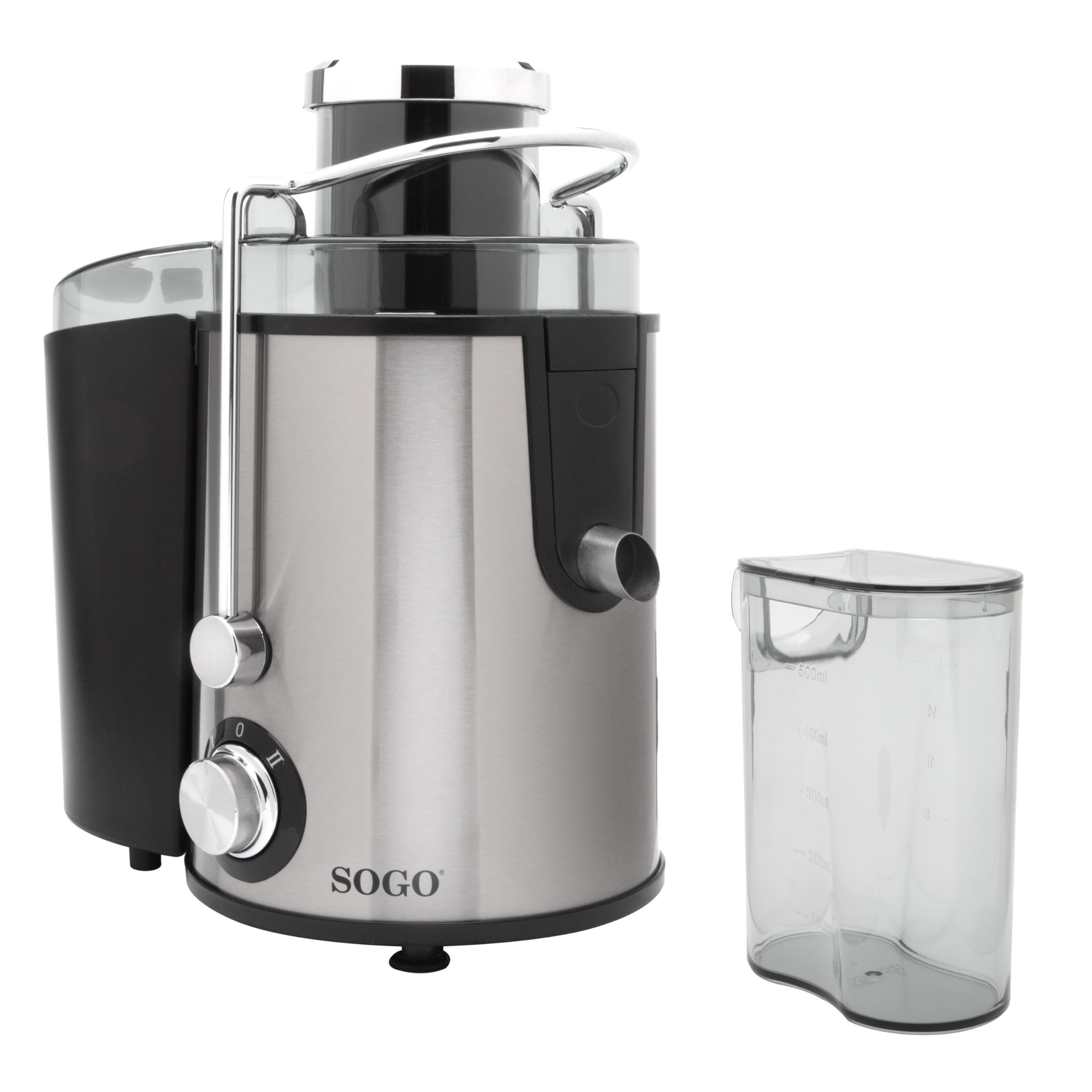 SOGO Licuadora Extractor de Zumos y Verduras 400W Rápida y Eficiente - Licuadora para Frutas y Verduras con Boca de 65 mm y Jarra de 500 ml - Licuadora de Acero Inoxidable Fácil Limpieza