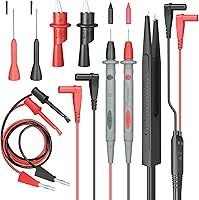 HANDSKIT Multimeter Test Leads Kit with Alligator Clips, Test Hooks & Probes - 1000V 10A CAT II Silicone Insulated Professional Set