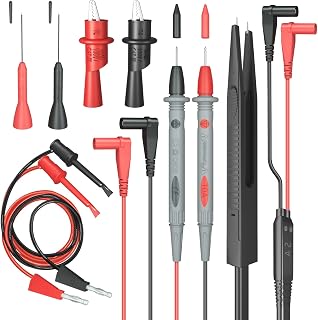 HANDSKIT Multimeter Test Leads Kit with Alligator Clips, Test Hooks & Probes - 1000V 10A CAT II Silicone Insulated Professional Set
