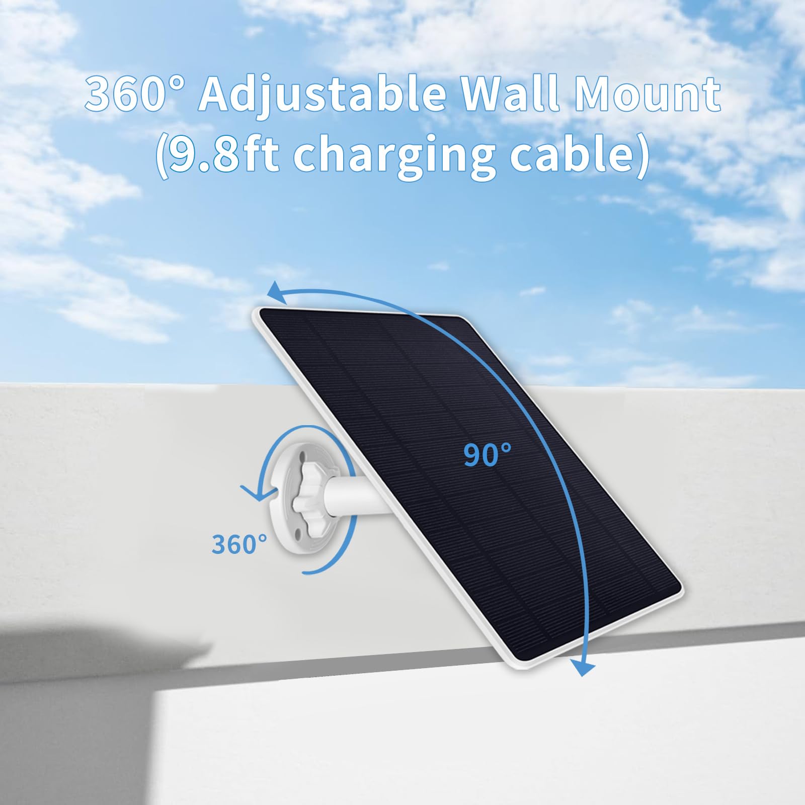 Pannello solare compatibile con TP-Link Tapo MagCam C425, Tapo C420 e Tapo C400, spina di ricarica micro USB, impermeabile IP65, 6W5V