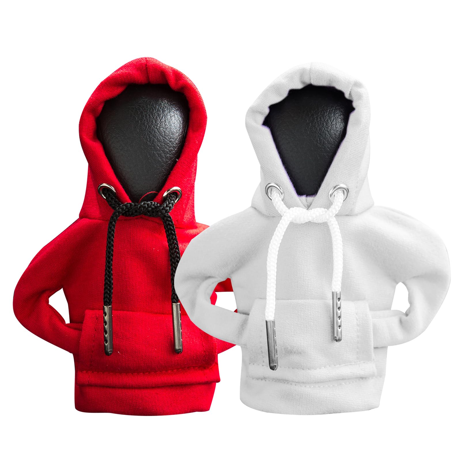 2Pcs Car Shift Knob Hoodie,Gear Shift Hoodie,Funny Sweater Hoodie for Gearshift,Automotive Interior Accessories（Red and White）