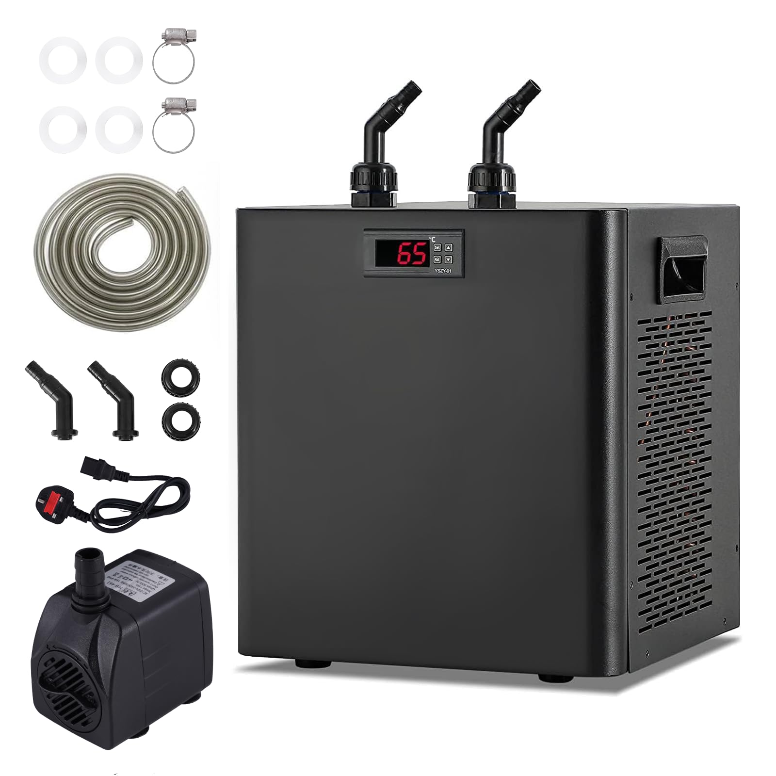 BAOSHISHAN Aquarium Chiller Water Cooler 300L Chiller Bounus Pump Kit Fish Tank Chiller Seafood Cultivation Equipment for Fresh/Salt Water Waterweeds Jellyfish Coral Crystal Shrimp