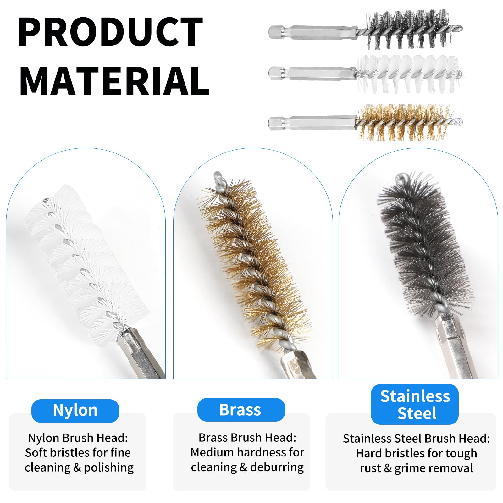 SWAWIS 38 Pièces Nettoyage Puit Injecteur Acier Inoxydable / Nylon / Laiton ø8-19 mm Jeu de Brosses Avec Rallonge de 150 mm Idéal Pour le Nettoyage et le Déburrage