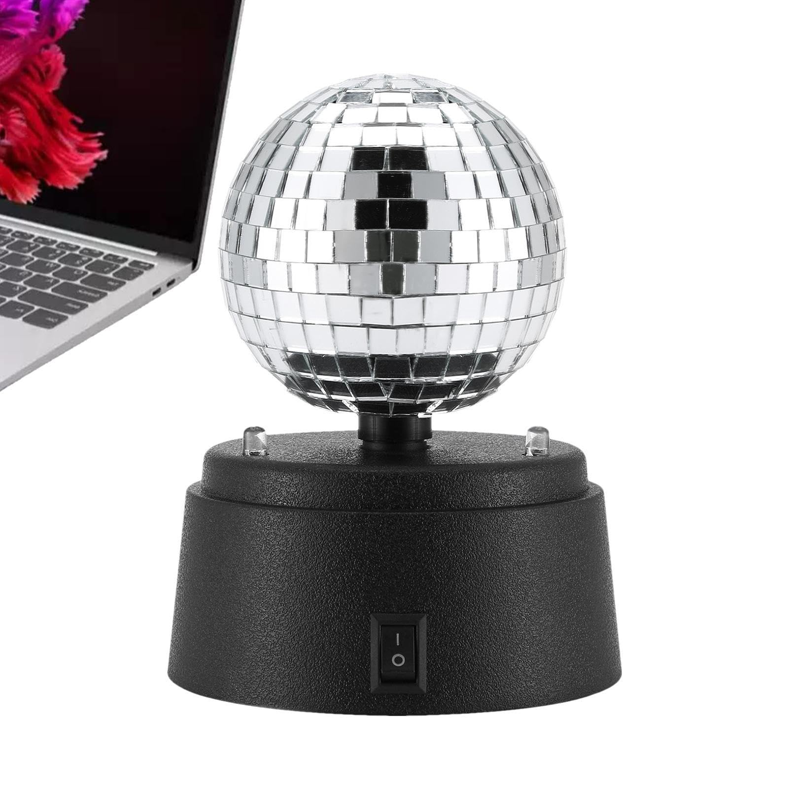 Boule Disco-Spiegellicht, Party-Spiegellicht, Boule Fête Diskokugel, kleine Discokugel mit Spiegel, rotierende Bühne, Mini-Discokugel mit Akku für Hochzeit, E