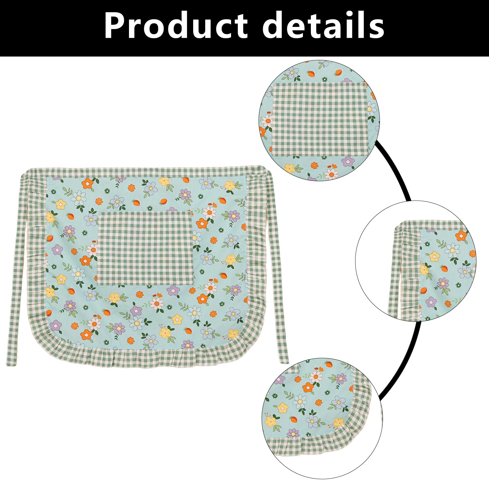 FAIRYGATE Floral Short Waist Kitchen Apron Clothes Half Waist Bib Maid Costume with Pocket Kitchen Party Favors for Restaurant Hotel A5547 - Image 3