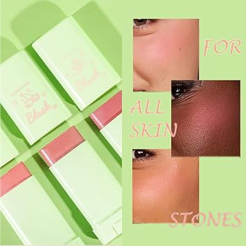 Cream Blush Blusher Stick for Cheek Make up, Creamy Soft Cream Blushes Contour, 3-in-1 Lip Cheek Eye Red Peach Pink Milk Blush, Weightless Long-Wearing Natural, Buildable Skin Tint