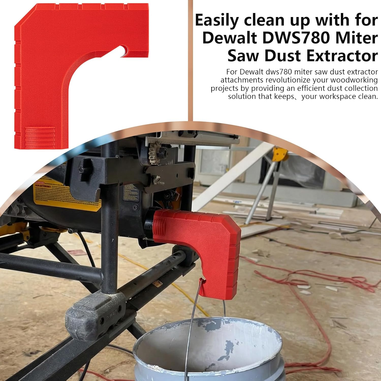 Table Saw Dust Collection Adapter compatible with DeWALT, 2.5 Inch Vacuum Hose Connector Fits DW745 DWE7485, Compatible With Most Saws(Red)