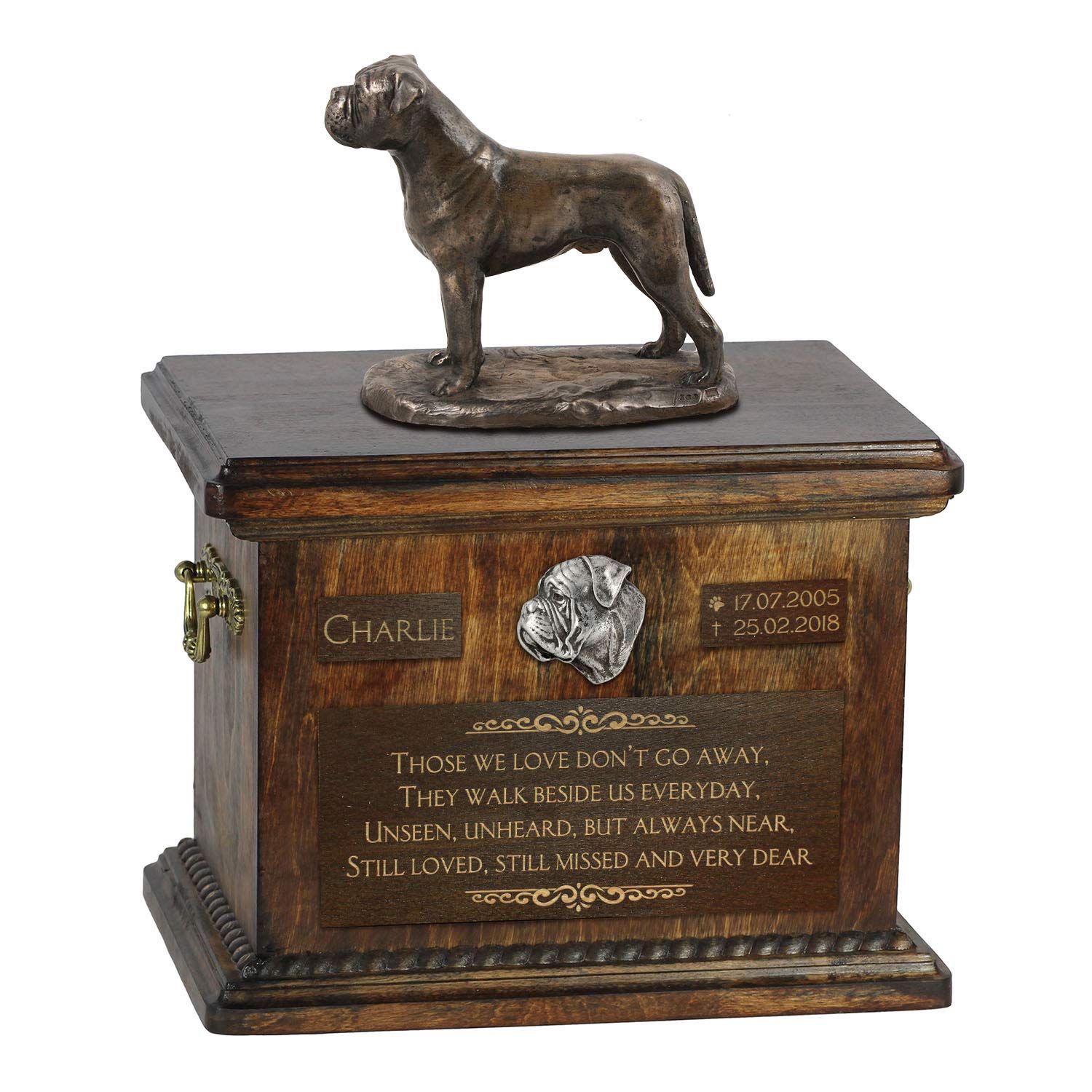 Urne pour cendres de chien grand format 5L avec sculpture Bullmastiff