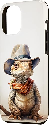 Miniatura 2 de iPhone 12 Pro Max lindo dragón barbudo Beardie con una funda de sombrero de vaquero