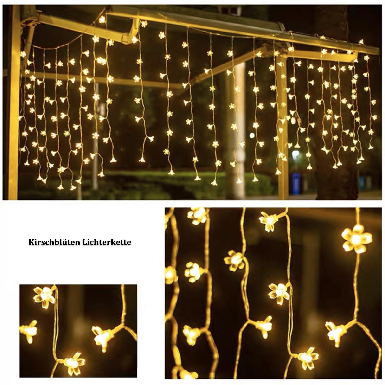 ENLACE Łańcuch świetlny z kwiatami wiśni, 6 m, 40 diod LED, ciepła biel, łańcuch świetlny z kwiatami na baterie, 2 tryby świecenia i światła ciągłego, łańcuch świetlny z kwiatami do ogrodu, na wesele