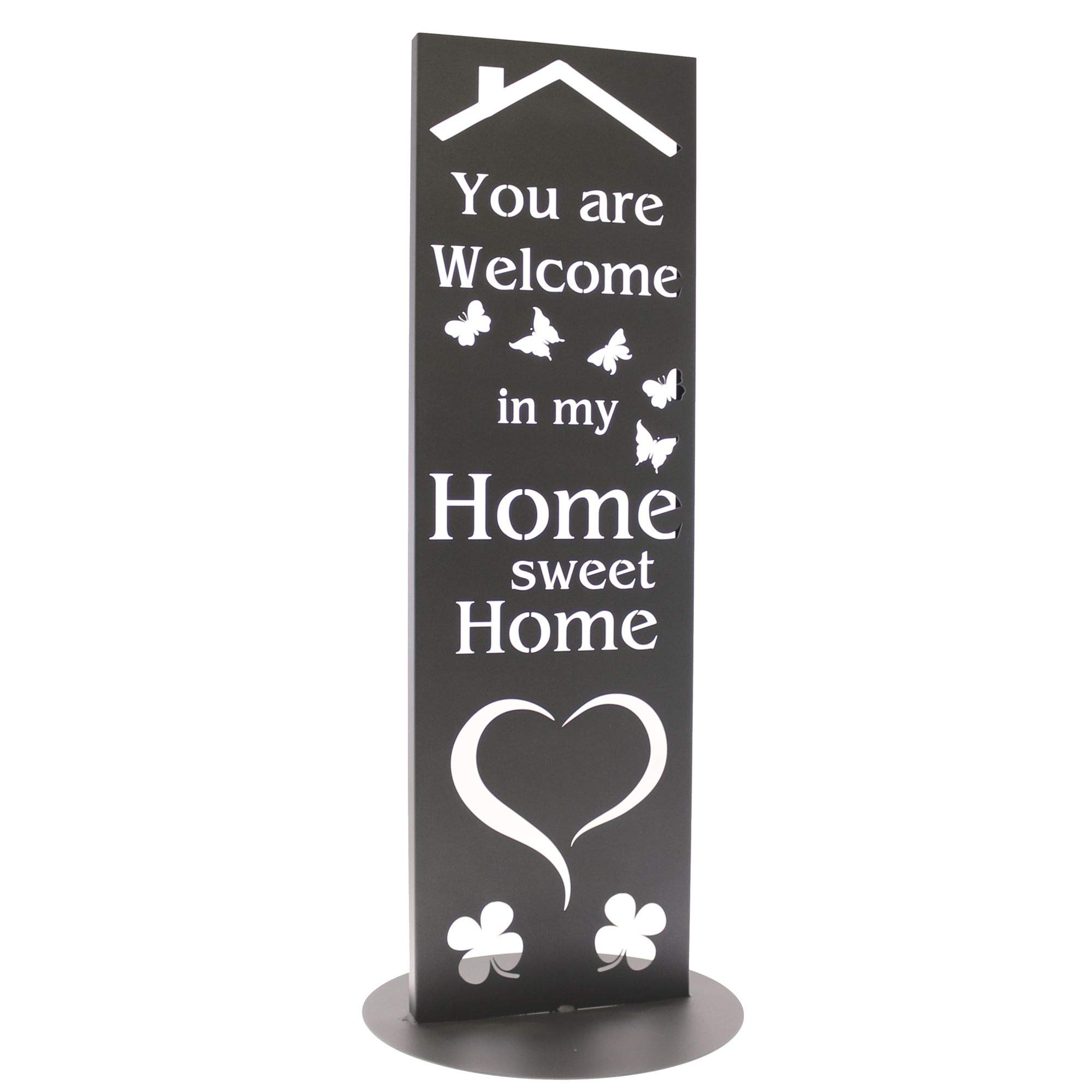 Bentatec Gartenschild Anthrazit Dekosäule Home Sweet Home 100cm x 30cm Gartenschild Gartendekoration Dekoratives Element