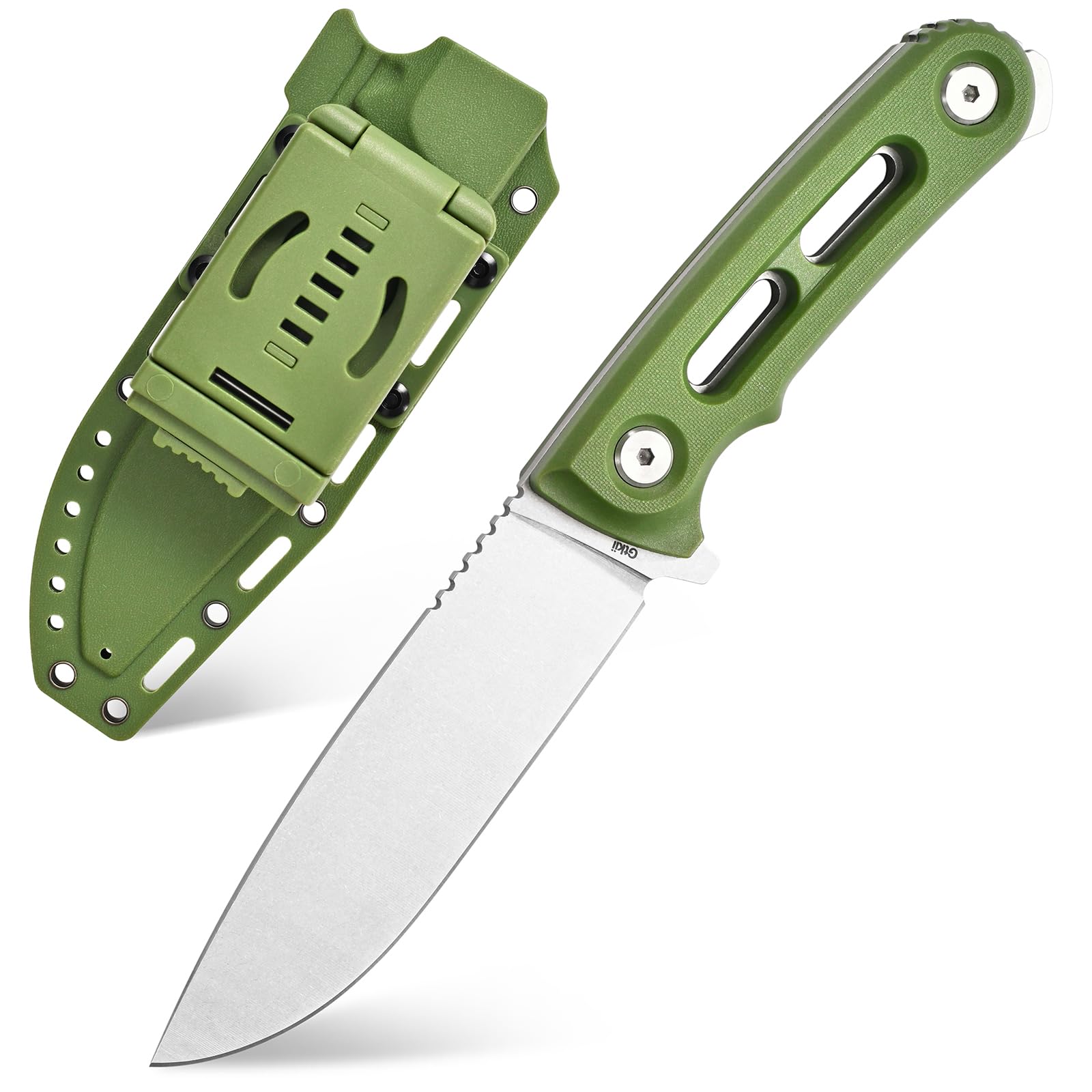 Gtkii GTK4 Fixed Blade Knife AUS-8 Steel Blade Nylon Fiberglass Handle Full Tang EDC Tool Knifes for Outdoor Camping Survival Adventure(green)