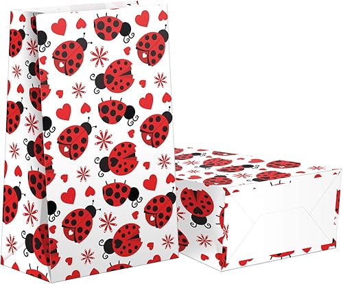 Miniatura 3 de 24 bolsas de golosinas de mariquita con calcomanías, bolsas de dulces con calcomanías, bolsas de regalo de mariquita con temática de mariquita,