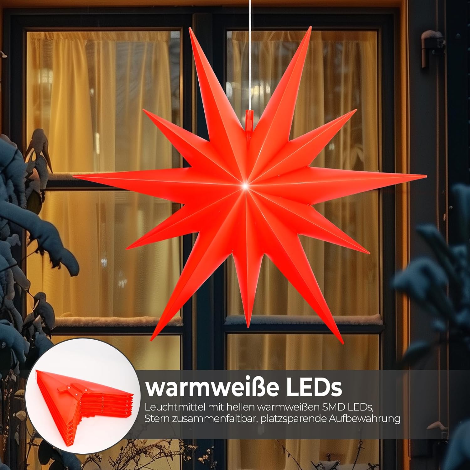 LED csillag meleg fehér fénnyel