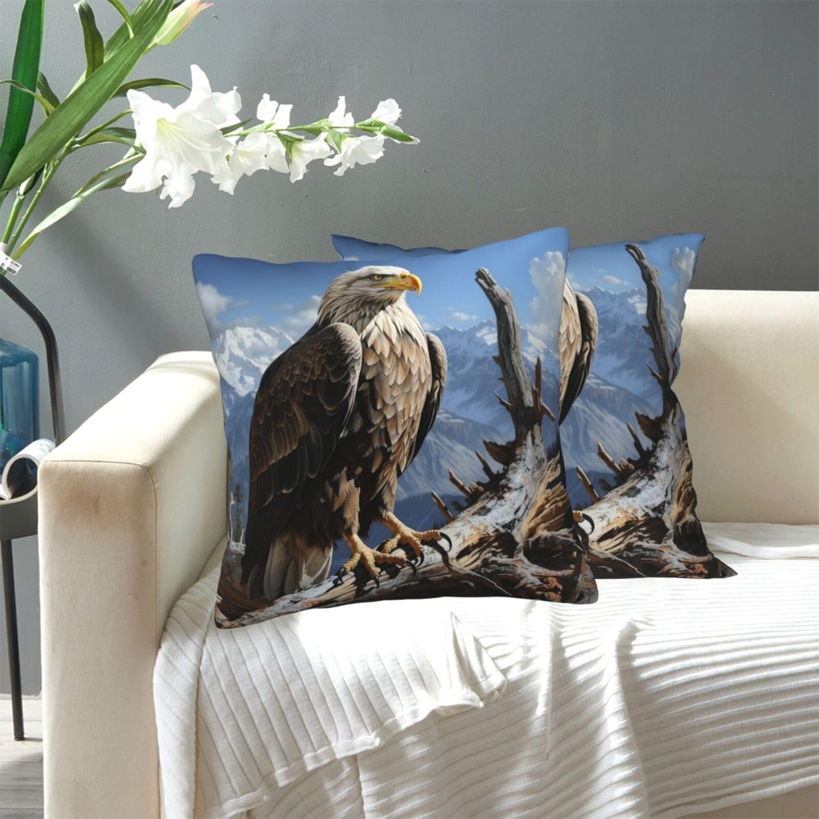 FekiLoot Decorative Throw Pillow Covers Modern Farmhouse Pillowcase Double Sided Cozy Cushion Cover for Sofa Couch Bed 16"X16" A Lone Eagle