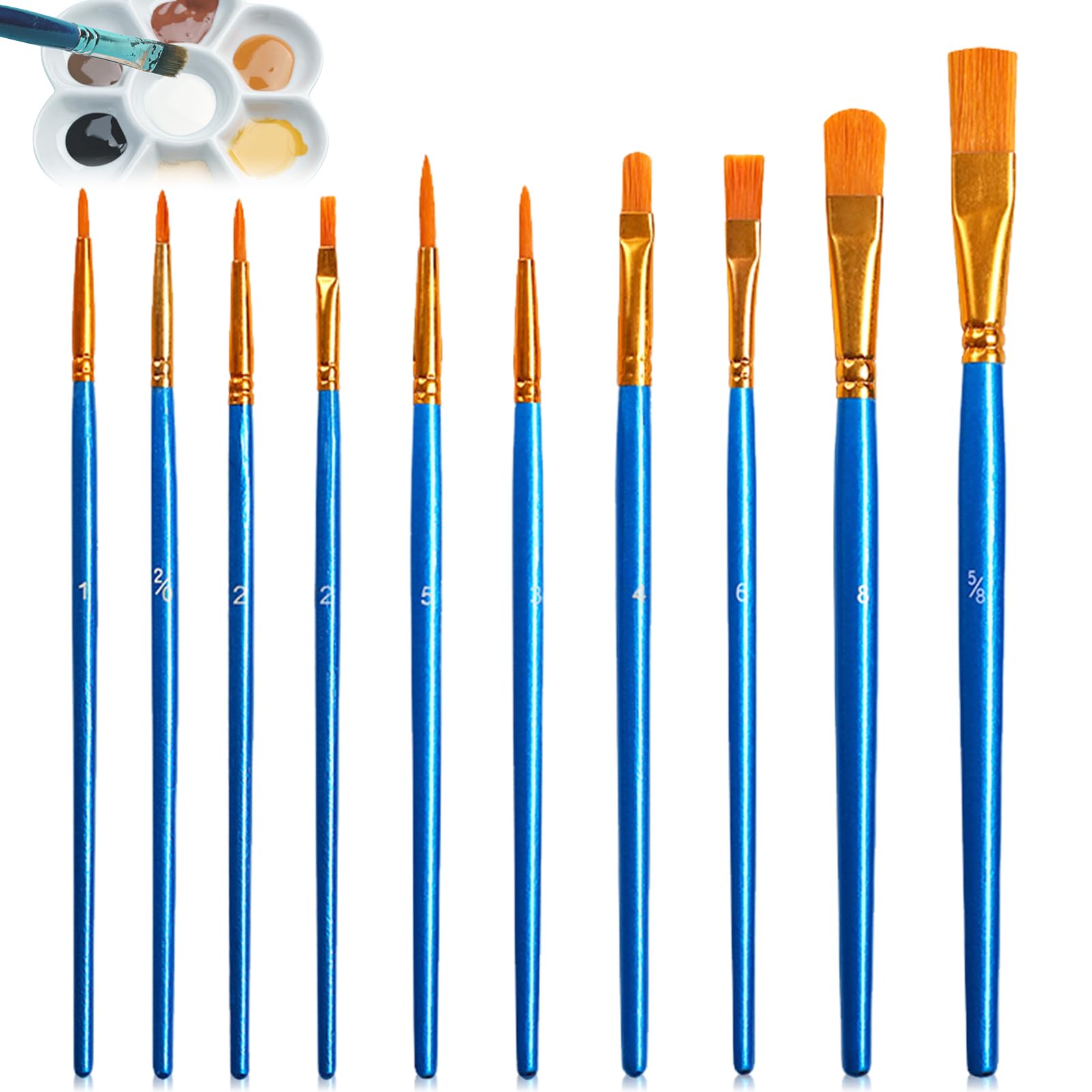 SRLWMYI 10pcs Pinceles Pintura Acrilica Pinceles Pintura Acrilica Pinceles Acrilico Pincel Fino para Artistas Adultos y Niños