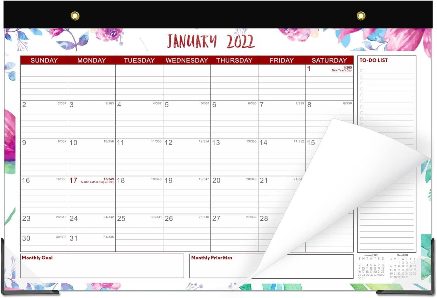 Desk Calendar 2022 - 12 Monthly Wall Calendar 17”x 12” Large Desk Calendar, Monthly Desk Planner with Corner Protectors, Thick Paper Desktop Calendar with Large Ruled Blocks