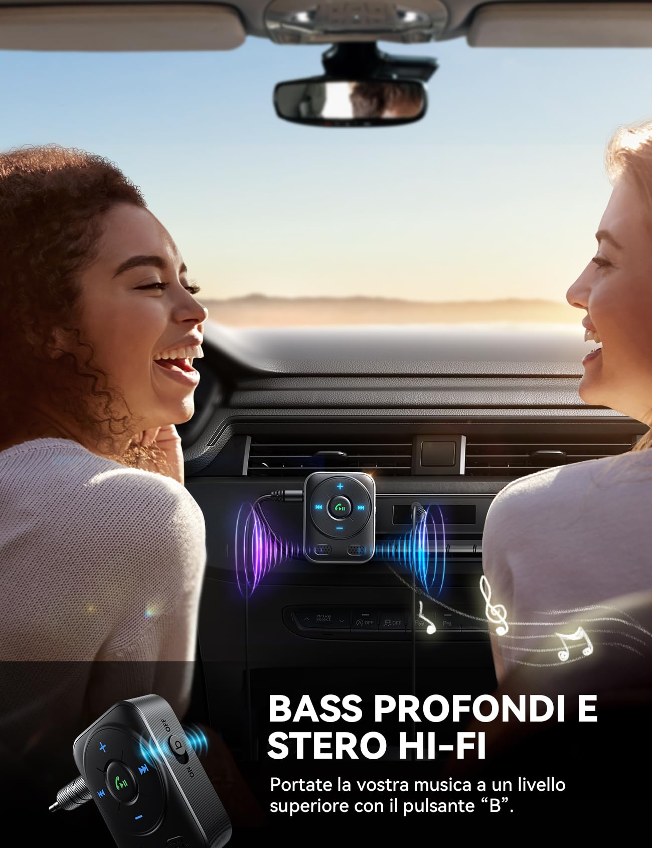 2025 JOYROOM Bluetooth 5.4 Auto, Ricevitore Aux 【Basso E Hifi Stereo】 Vivavoce Bluetooth Per Auto con Indicatore LED, Aux con 16 Ore di Riproduzione