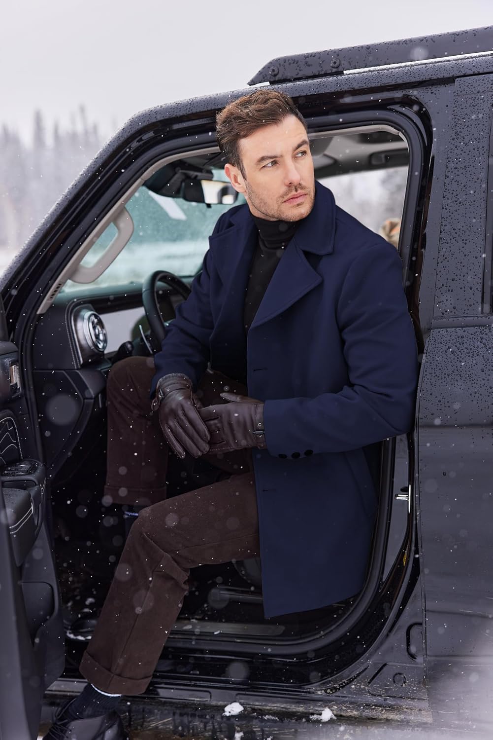 COOFANDY Mens Trench Coat Notched Collar Single Breasted Peacoat Winter Overcoat With Pockets - Image 2