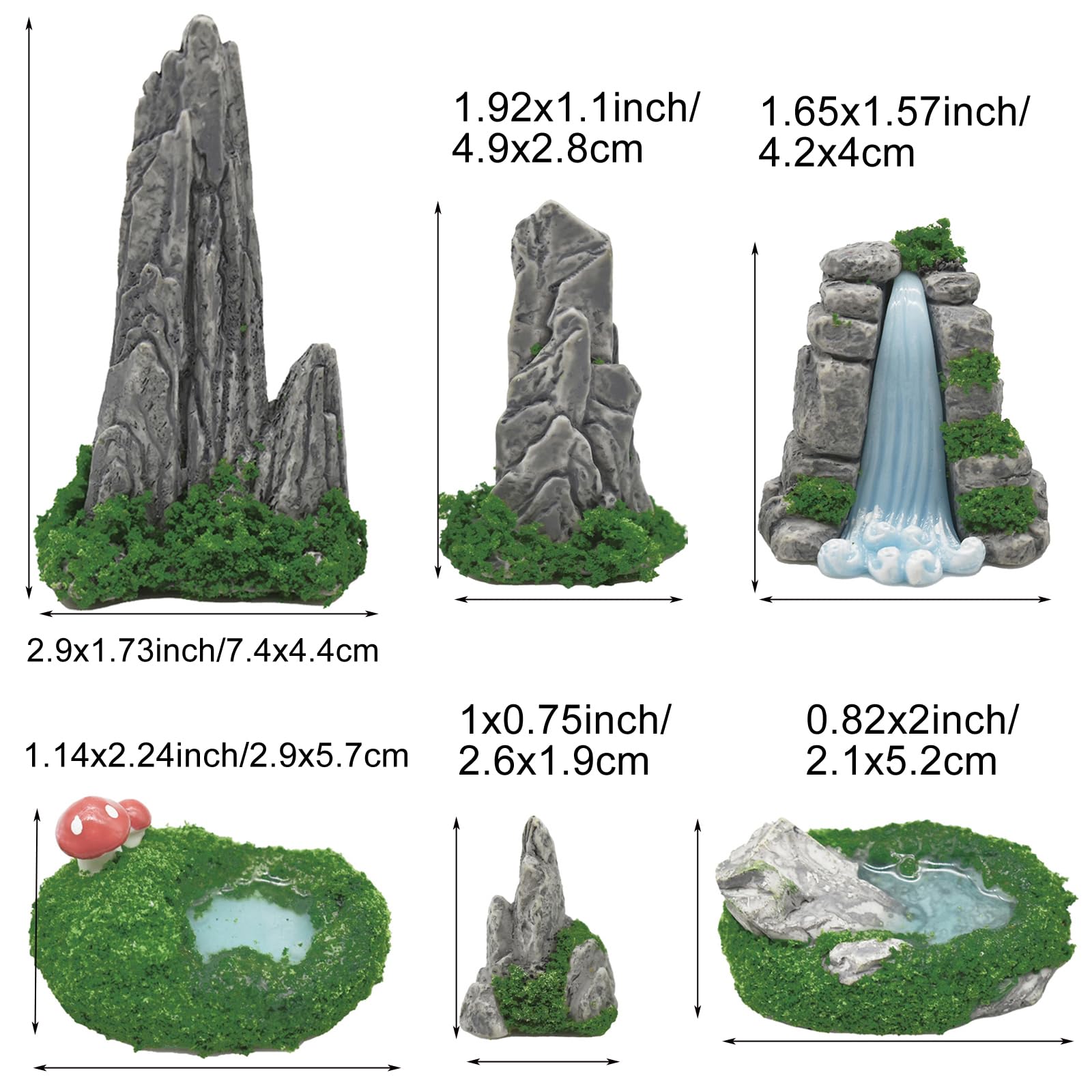 Amazon.com: Pinenjoy 6Pcs Miniature Rockery and Pool Figurines