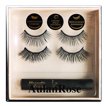 Magnetic Eyelashes with Eyeliner Kit, Synthetic Fiber, Natural Look, Waterproof Black+1