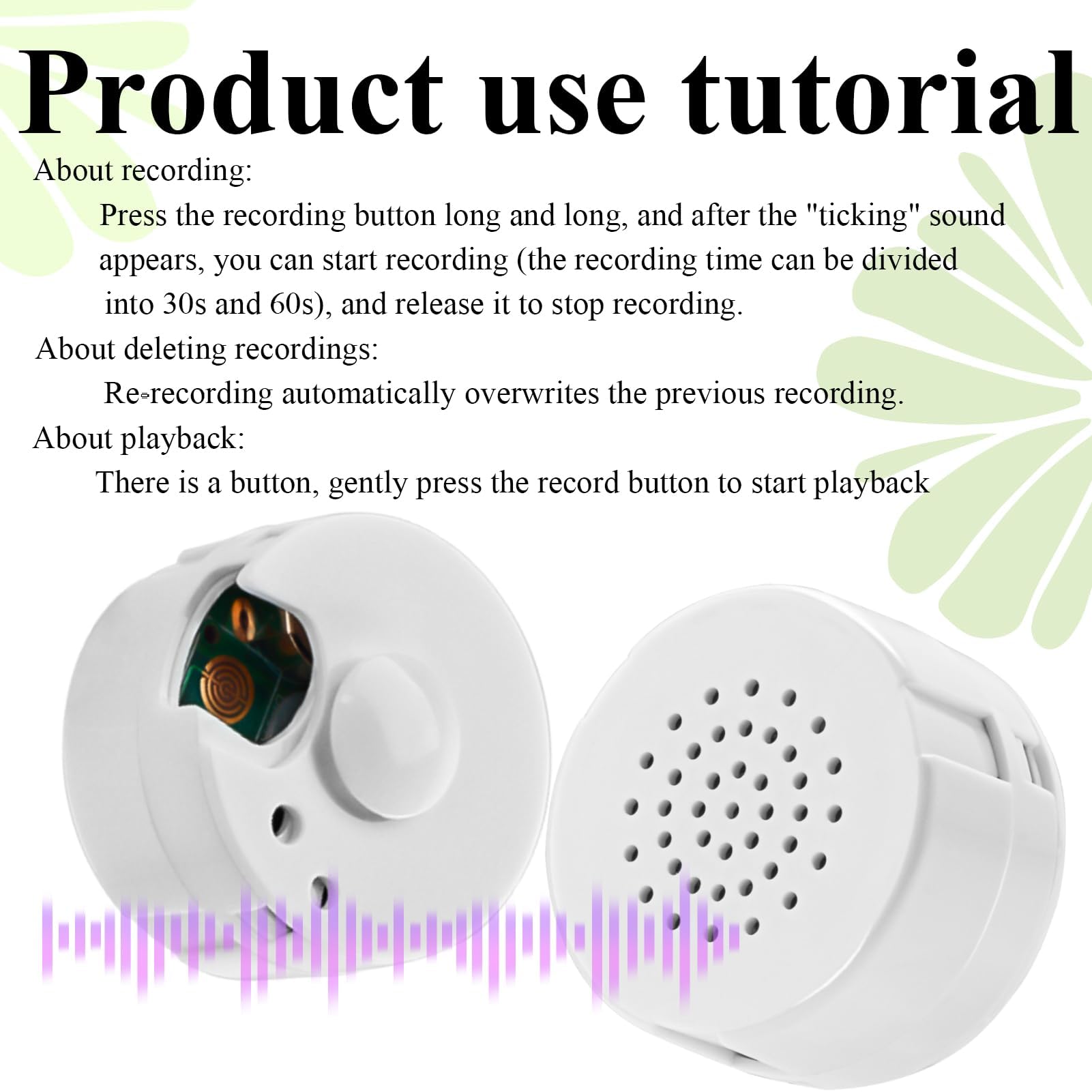 2pcs Mini Voice Recorder for Teddy Bears Stuffed Animals 60-Second Recordable Sound Device with Custom Message Button - Image 4