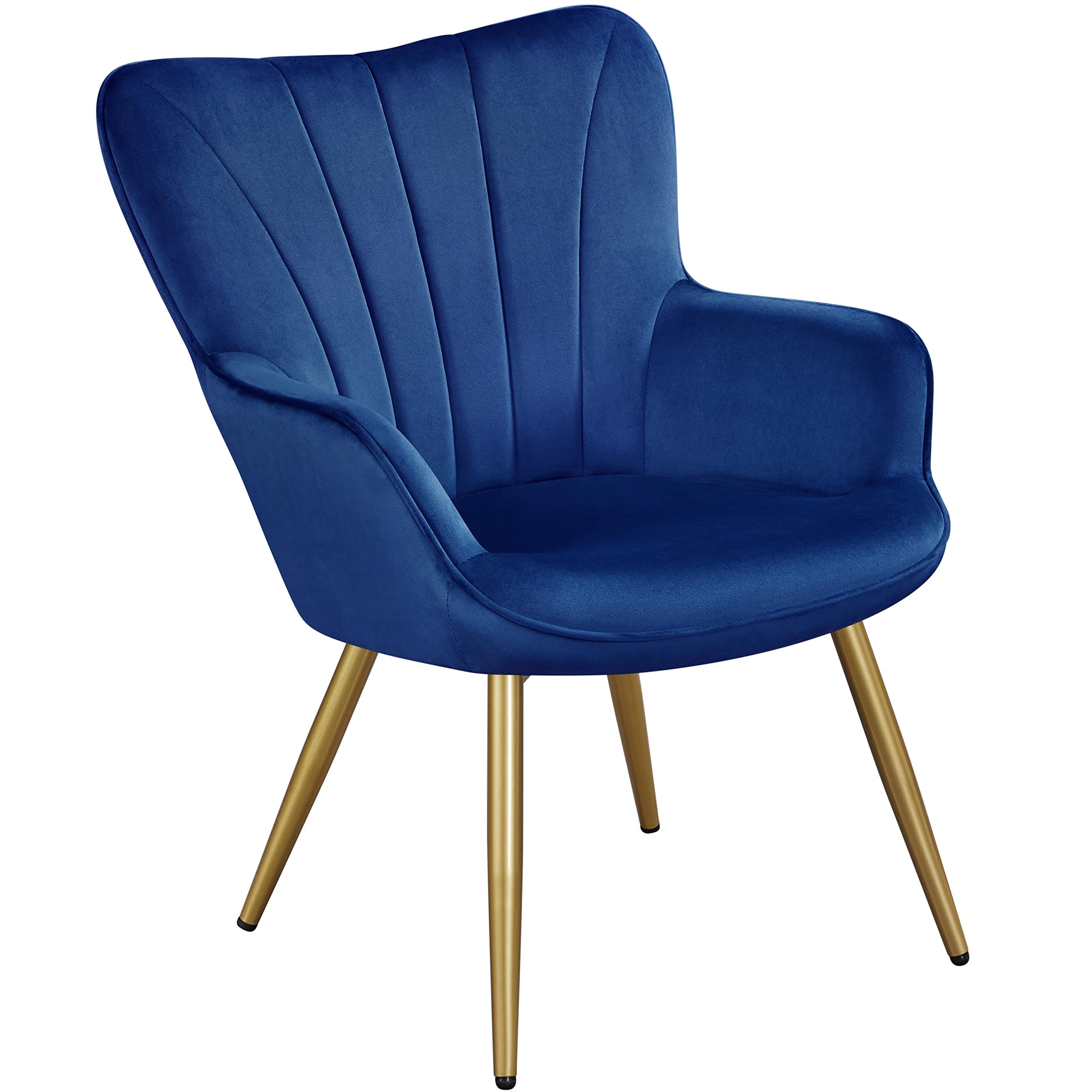 Yaheetech Modern Tub Chair, Velvet Fabric Living Room Armchair, Side Vanity Chair with Curved High Back and Thick Soft Padded Seat for Bedroom Makeup Reading Nook, Dark Blue