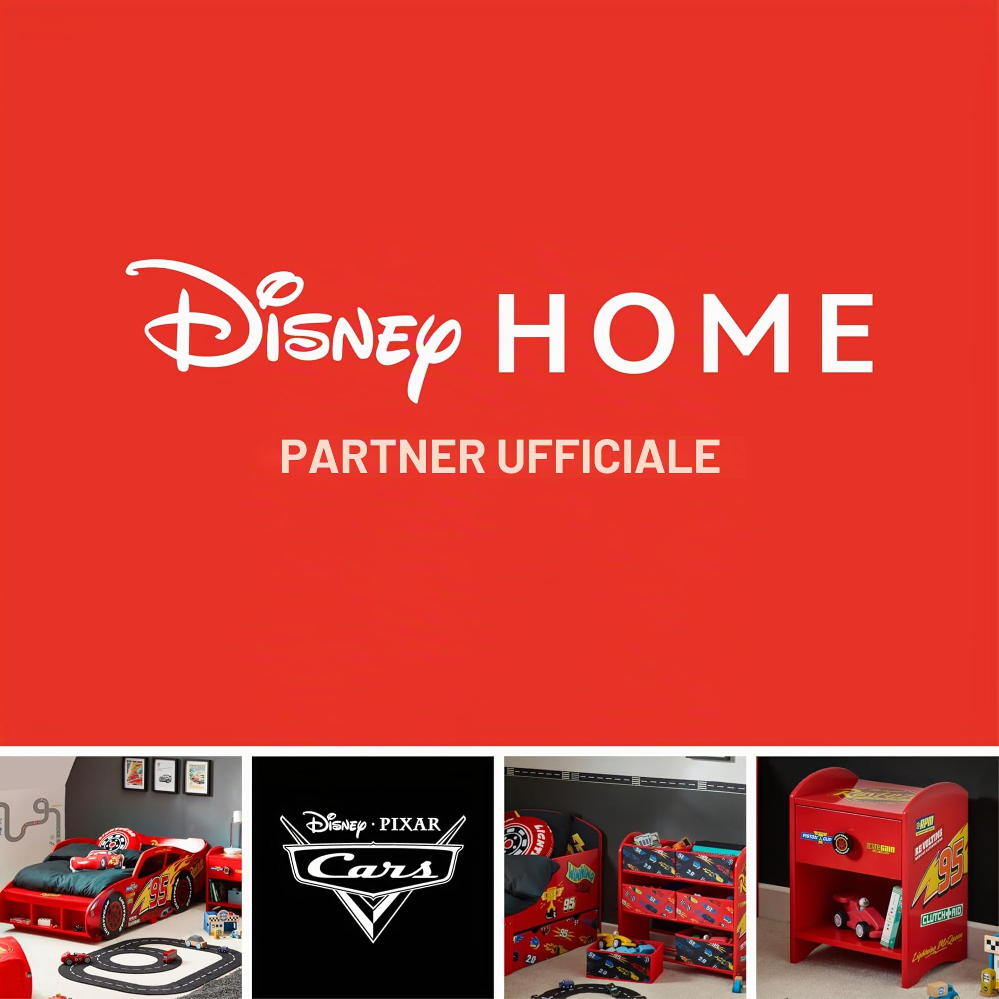 Disney Cars Saetta Mcqueen - Lettino per bambini, struttura robusta, lati protetti, doghe in legno, colore rosso brillante, adatto per materassi da 140 x 70 cm (materasso non incluso)