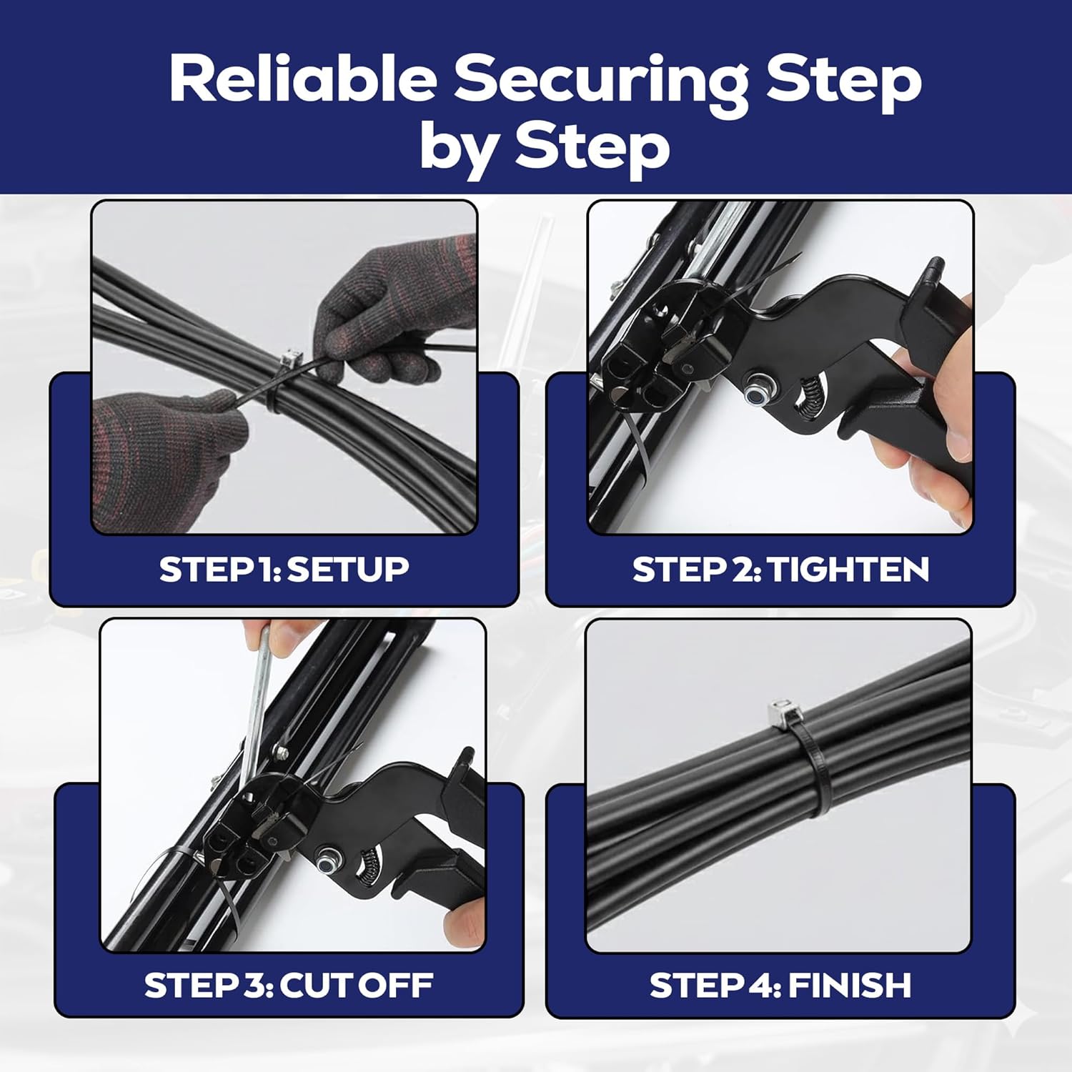Stainless Steel Zip Ties Kit, 300 PCS – 11.8", 8", 6" 304 Epoxy Coated Metal Cable Ties with Gun, Scissors, Tie Remover, Gloves, Storage Bag
