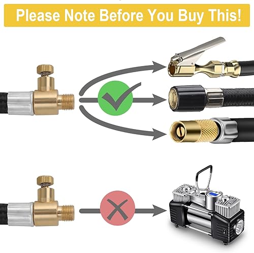 Miniatura 4 de Manguera de inflado de neumáticos, adaptador de compresor de aire flexible de 17 pulgadas, adaptador de extensión de manguera de inflador de