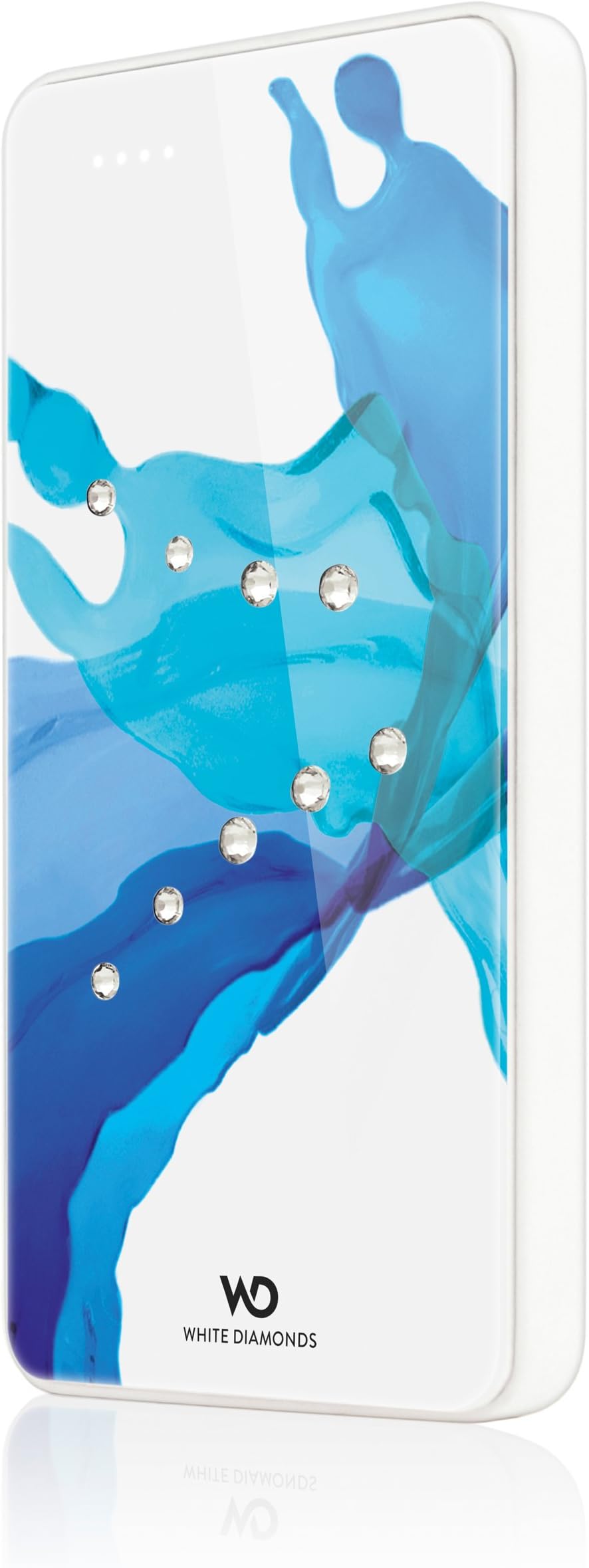 White Diamonds 3000mAh Large Liquid Portable Battery Charging Pack with Swarovski Elements Compatible with Smartphones and Tablets - Blue