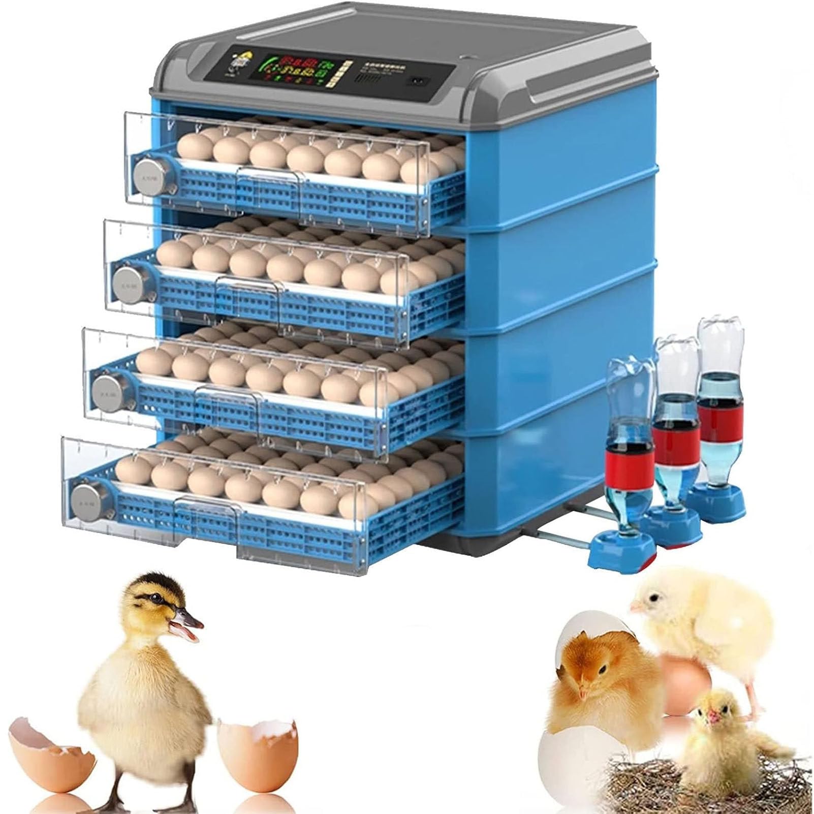 Eierbrüter Geflügelbrüter Maschine mit Automatischem Eierdrehen, Temperatur & Luftfeuchtigkeitskontrolle, LED Bildschirm, für Hühner Enten Vögel 56 Eier